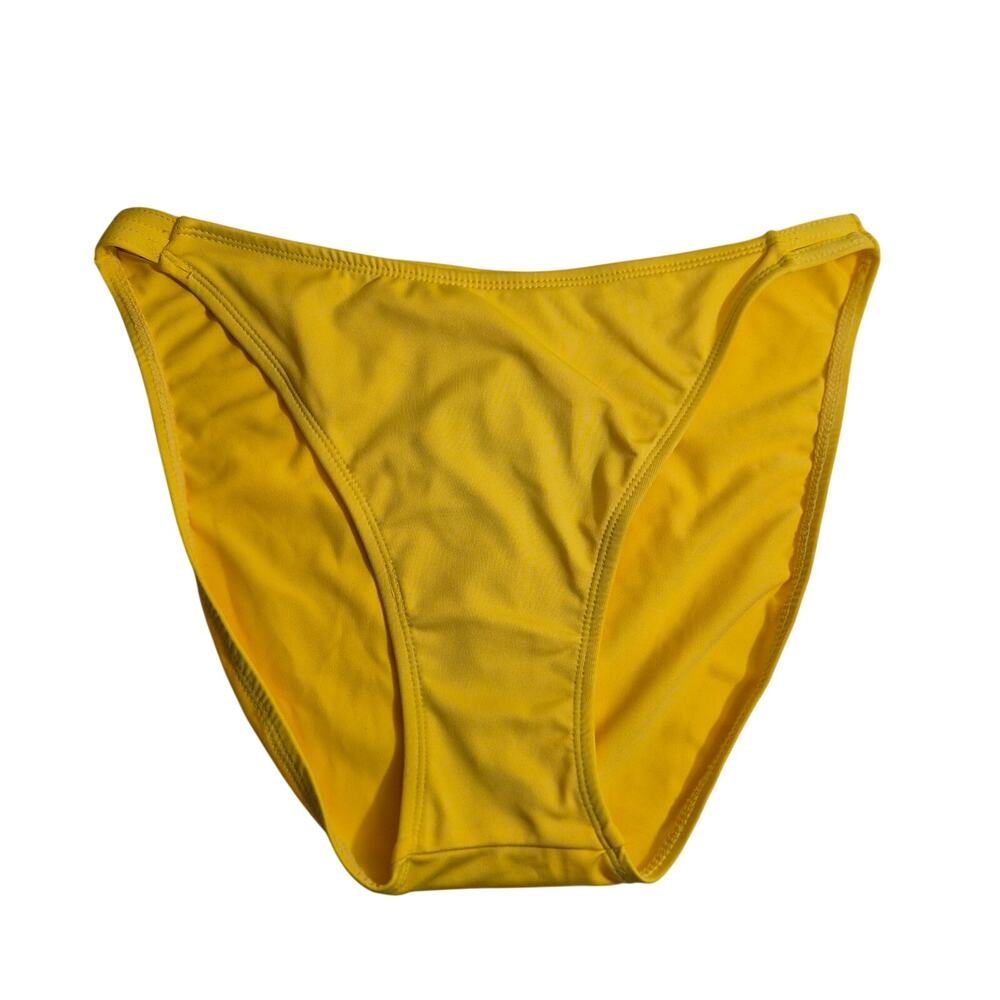 VTG 90s Newport News High Cut Bikini Bottoms Solid Canary Yellow Swimwear 10 NWT